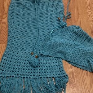 Teal Crochet Skirt and Top Set
